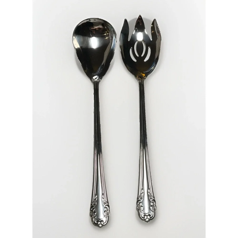 Reed & Barton Saville Garden Salad Serving Set Stainless Steel